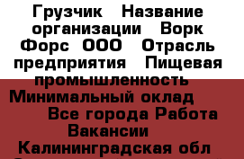 Грузчик › Название организации ­ Ворк Форс, ООО › Отрасль предприятия ­ Пищевая промышленность › Минимальный оклад ­ 35 000 - Все города Работа » Вакансии   . Калининградская обл.,Светловский городской округ 